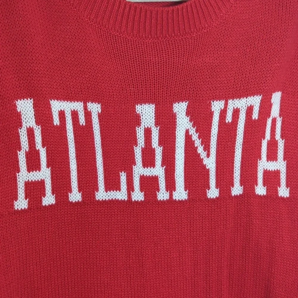 Red Sweater Atlanta and White‎ Oversized Romantic Slouchy Women's Sweater 2X
